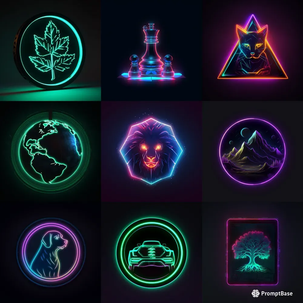 Neon Light Modern Logos Midjourney Prompt | PromptBase
