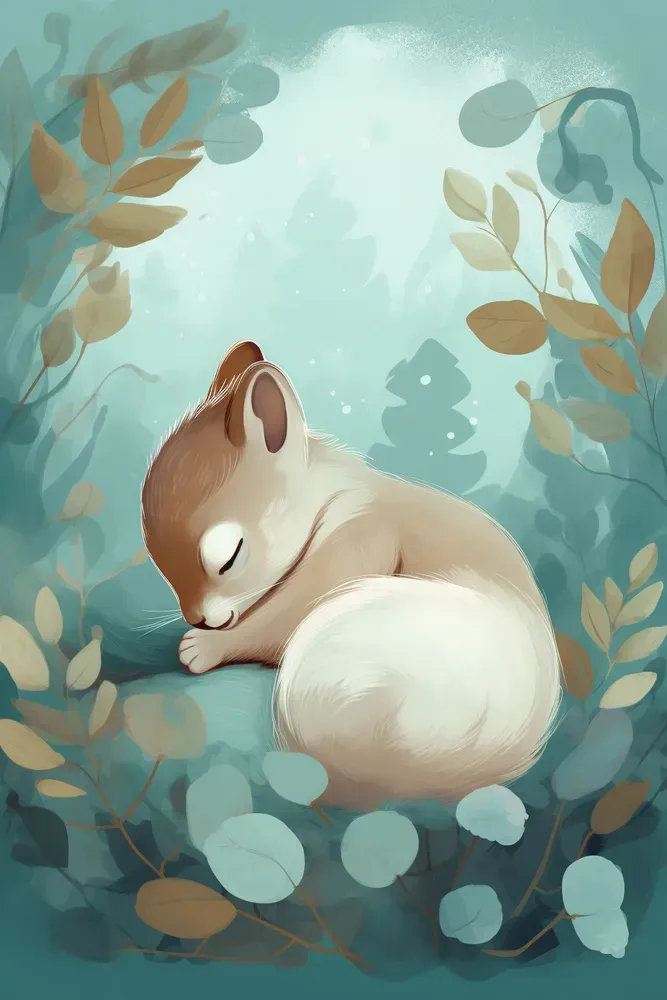 Cute Sleeping Animals Vector Nursery Art Midjourney Prompt | PromptBase