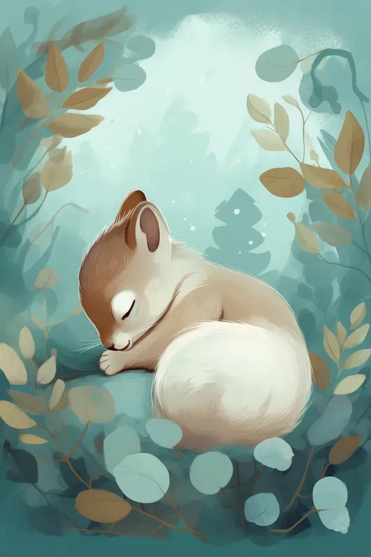 Cute Sleeping Animals Vector Nursery Art Midjourney Prompt | PromptBase