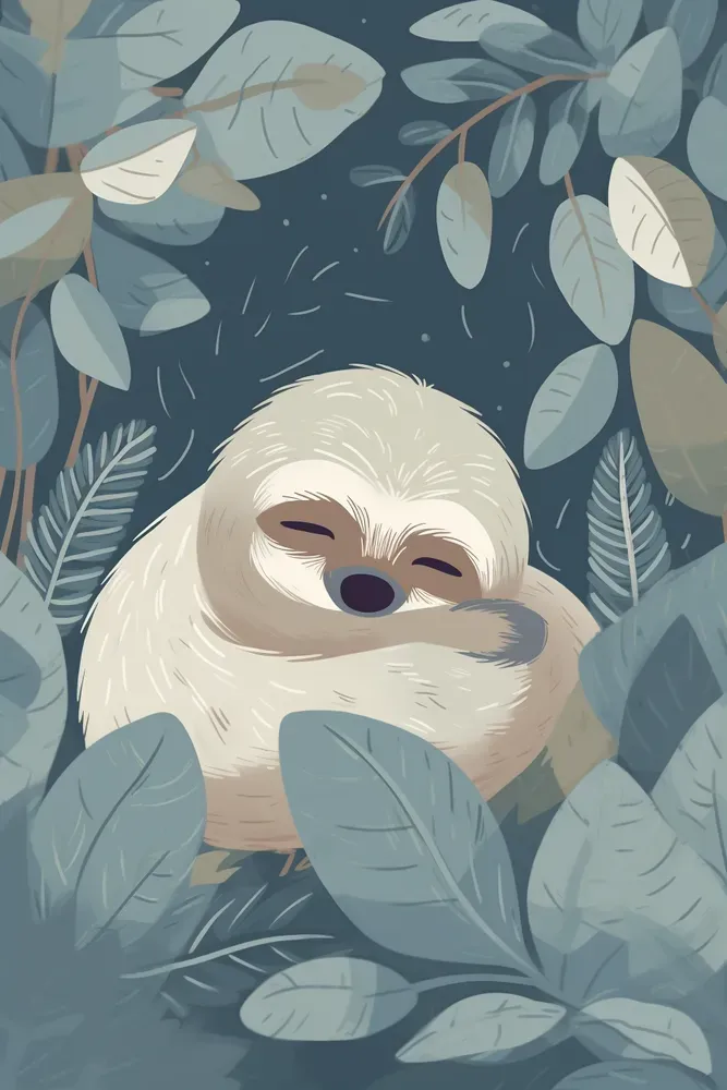 Cute Sleeping Animals Vector Nursery Art Midjourney Prompt | PromptBase