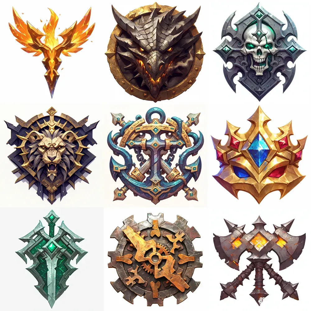 Dark Gaming Emblem Rank Logos Midjourney Prompt | PromptBase