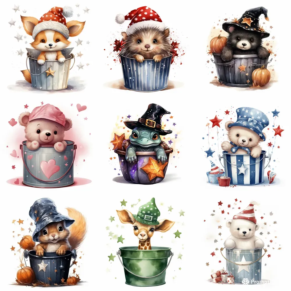 Halloween Watercolors Christmas Animals Midjourney Prompt | PromptBase