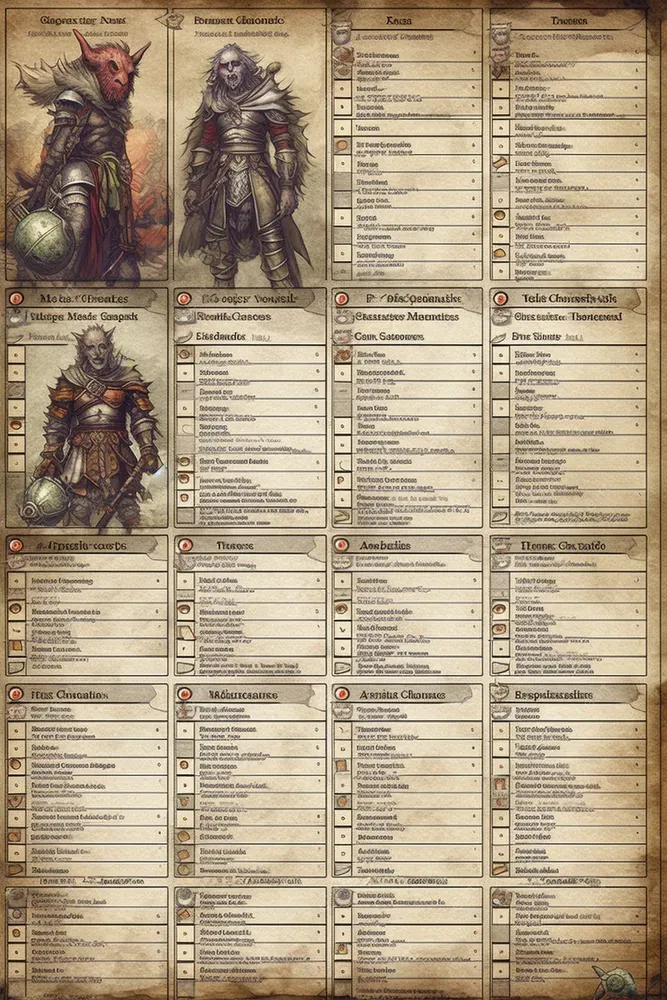 D And D Character Sheets Midjourney Prompt PromptBase