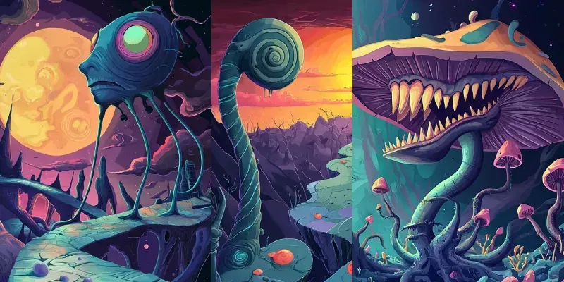 Frame Generator Prompt Psychedelic Cartoon Frames Generator App | PromptBase