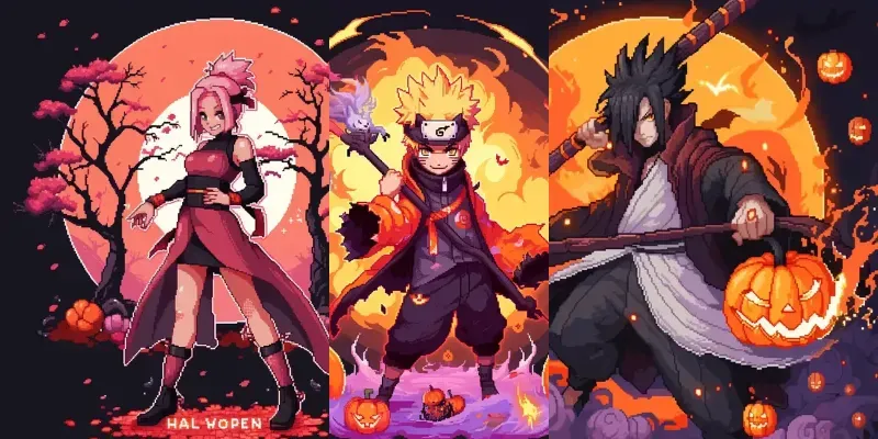 NARUTO ハロウィン オーメント 全種 Naruto Halloween Pixel Art Midjourney Prompt | PromptBase