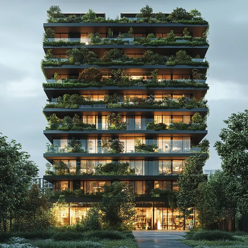 Futuristic Green Building Designs Midjourney Prompt | PromptBase