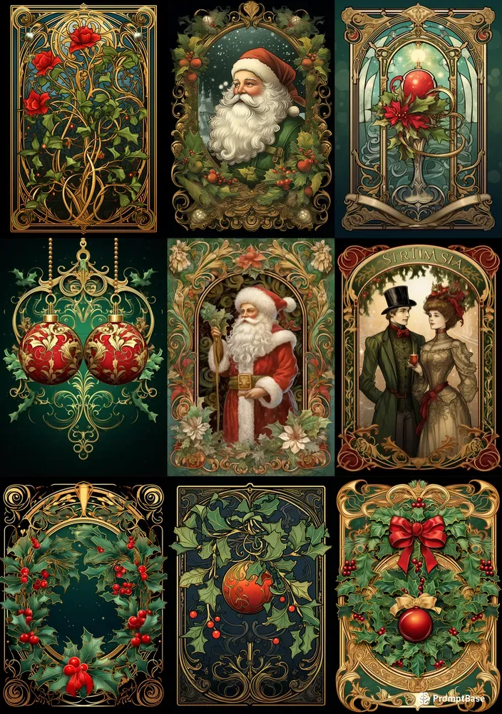 Art nouveau christmas prints