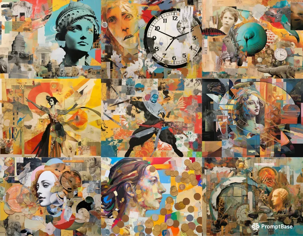 Abstract Collage Art Midjourney Prompt | PromptBase