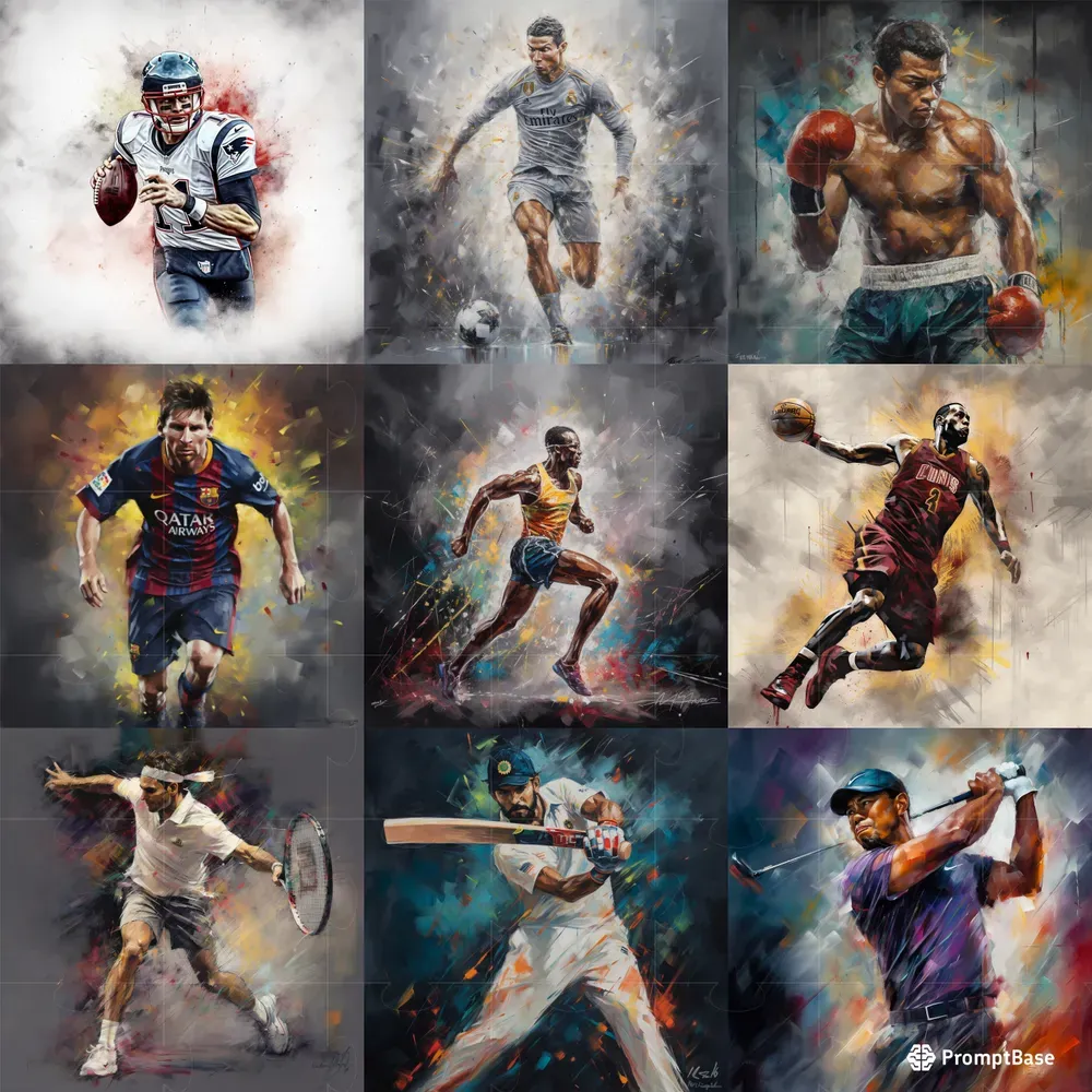 Famous Sport Stars Oil Paintings Midjourney Prompt | PromptBase