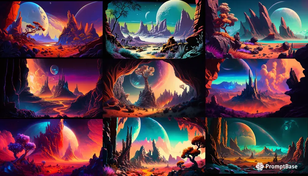 Alien Landscapes Midjourney Prompt | PromptBase