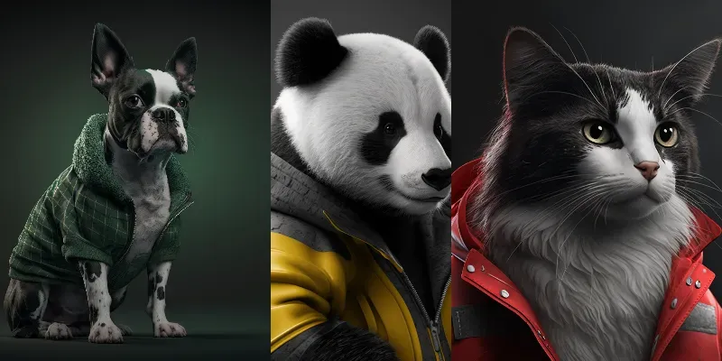 Animals In Color Jackets Midjourney Prompt | PromptBase