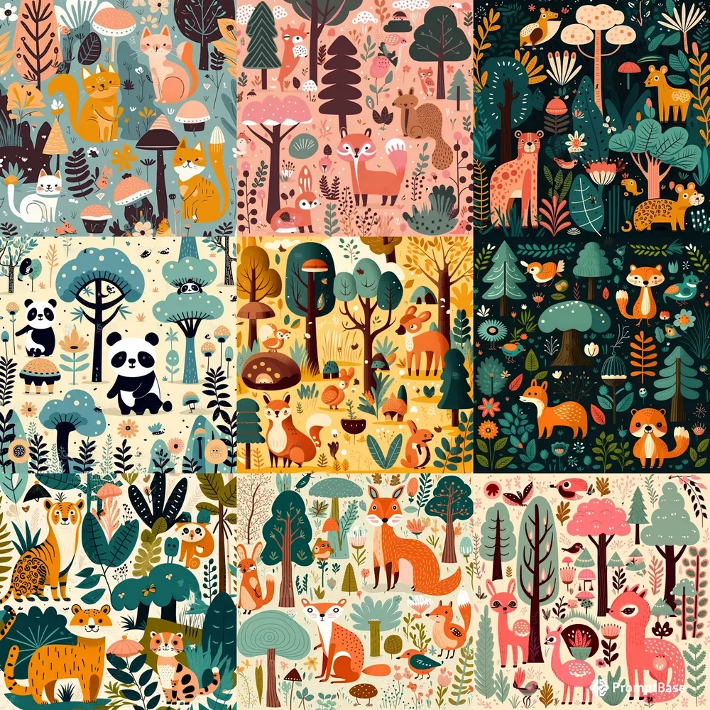 Cute Animals Patterns And Wallpapers Midjourney Prompt | PromptBase