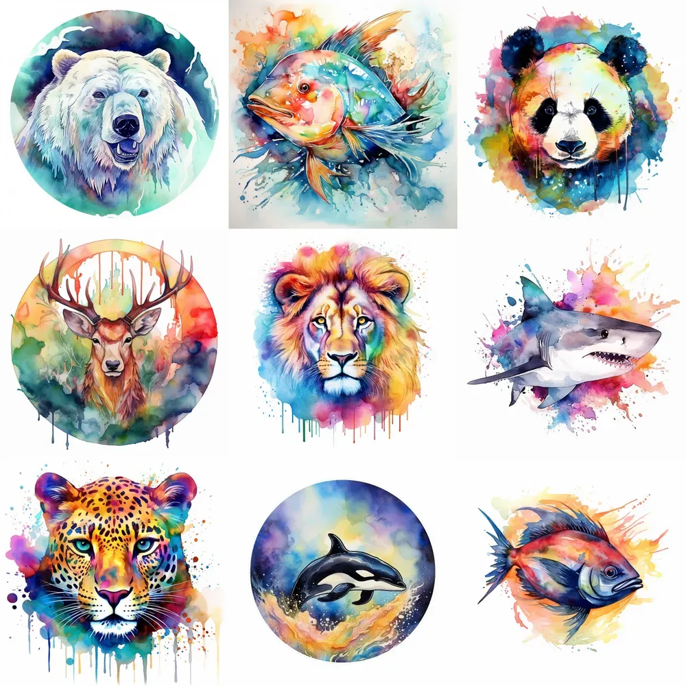 Wildlife Watercolor Emblems Midjourney Prompt | PromptBase