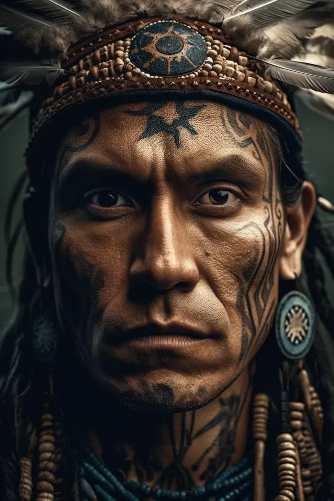 Detailed Cherokee Warrior Portraits Midjourney Prompt | PromptBase