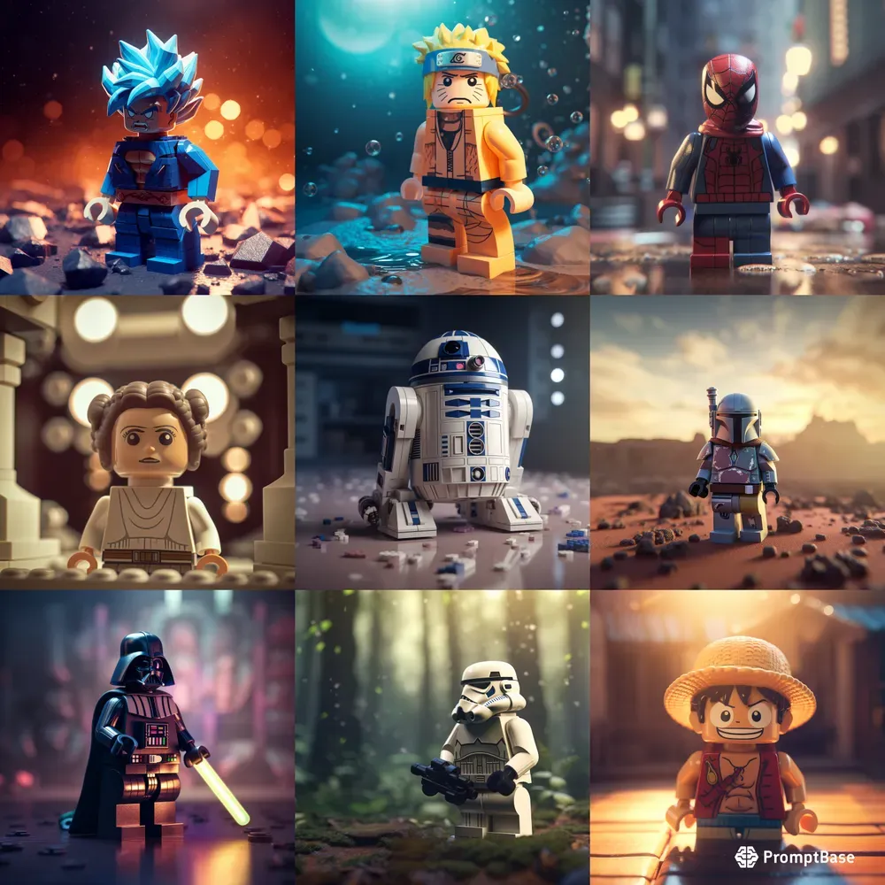 Lego Characters Cinematics Midjourney Prompt | PromptBase
