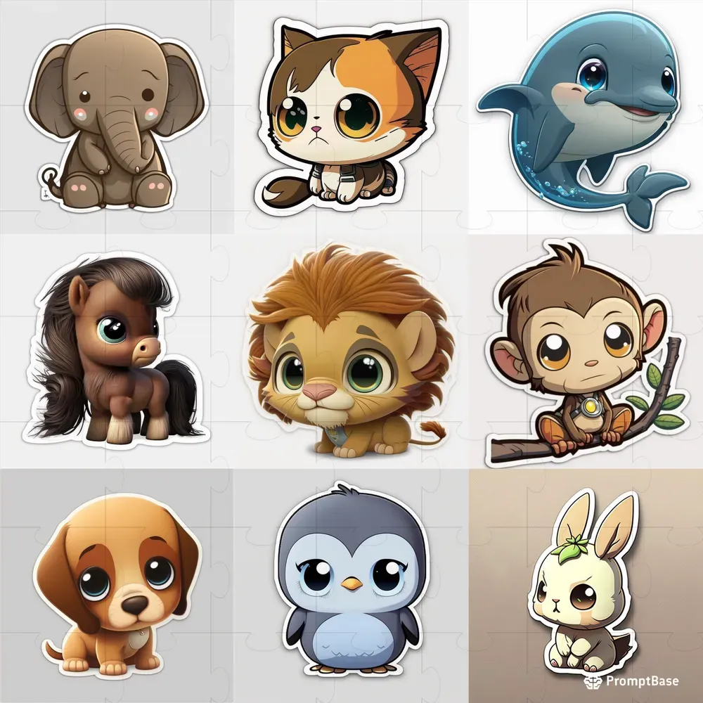 Cute Baby Animal Stickers Midjourney Prompt PromptBase
