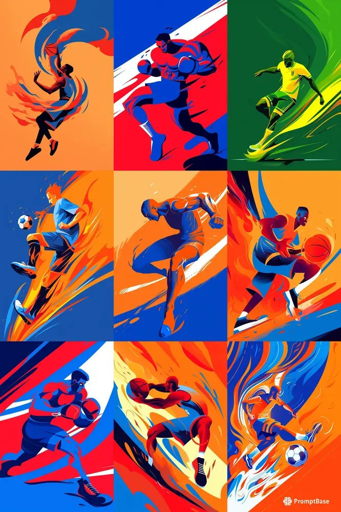 Vivid Digital Sports Poster Illustrations Midjourney Prompt PromptBase