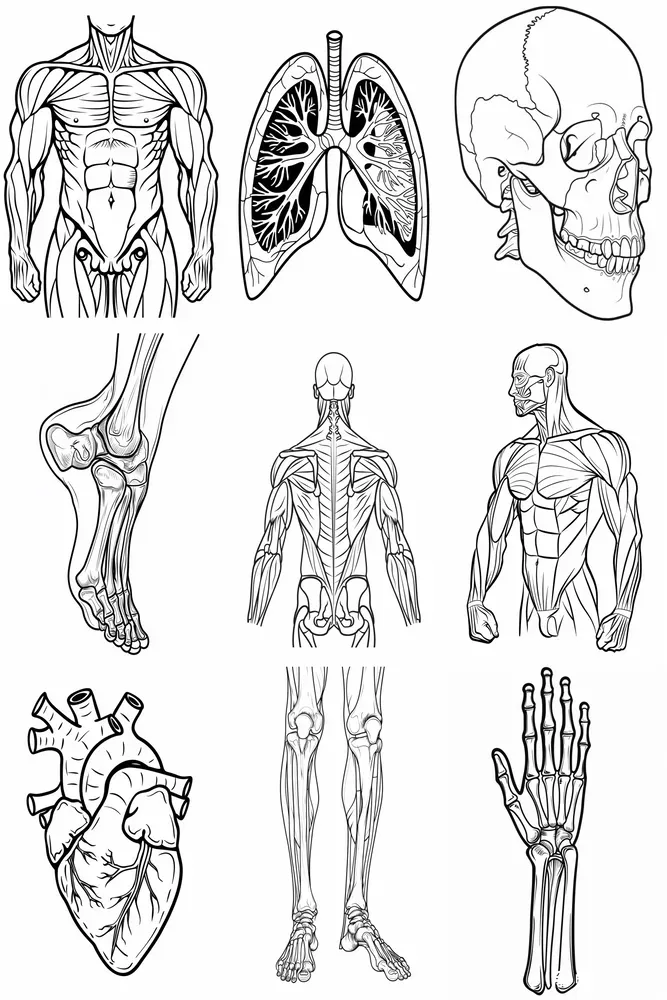 Human Anatomy Coloring Pages For Kids Midjourney Prompt | PromptBase