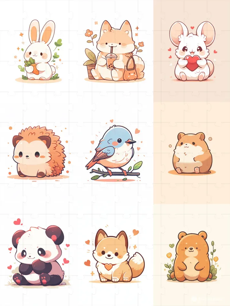Kawaii Animal Characters Illustrations Midjourney Prompt PromptBase