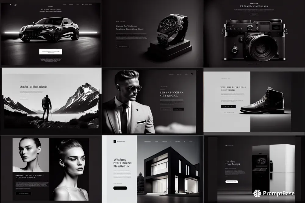 Minimalist Highend Website UI Mockups Midjourney Prompt PromptBase