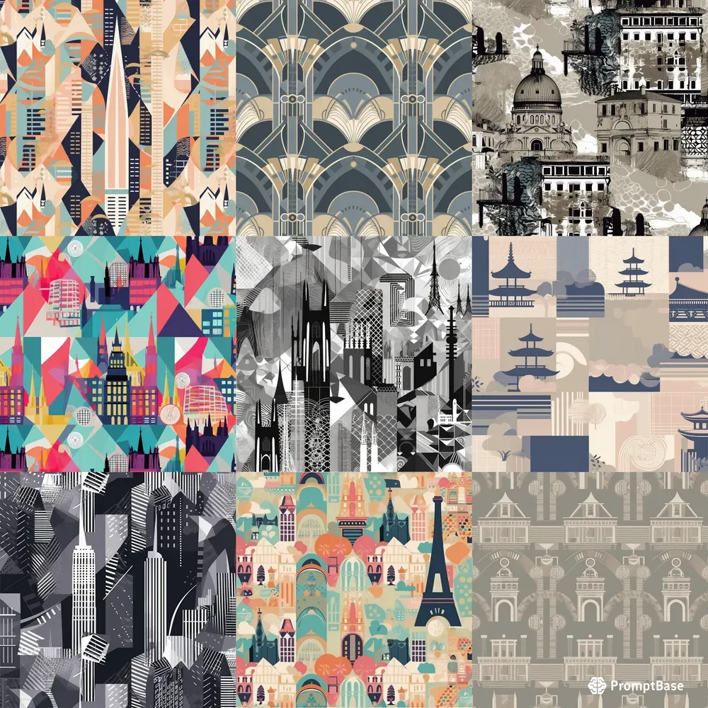 Update Inspired Pattern Stylish Architecture-inspired Patterns Midjourney Prompt | PromptBase