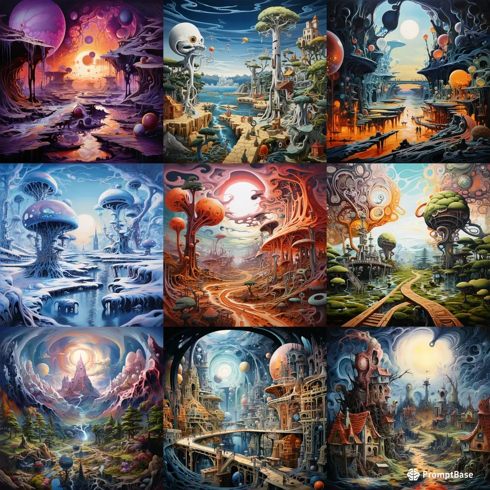 Dreamlike Surreal Landscape Oil Paintings Midjourney Prompt | PromptBase