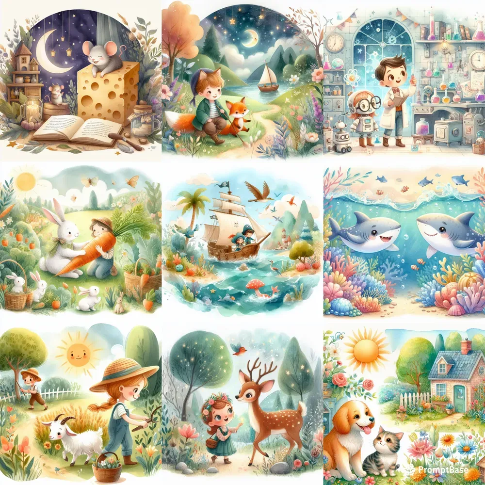 Cute Kids Storybook Illustration Dall E Prompt Promptbase