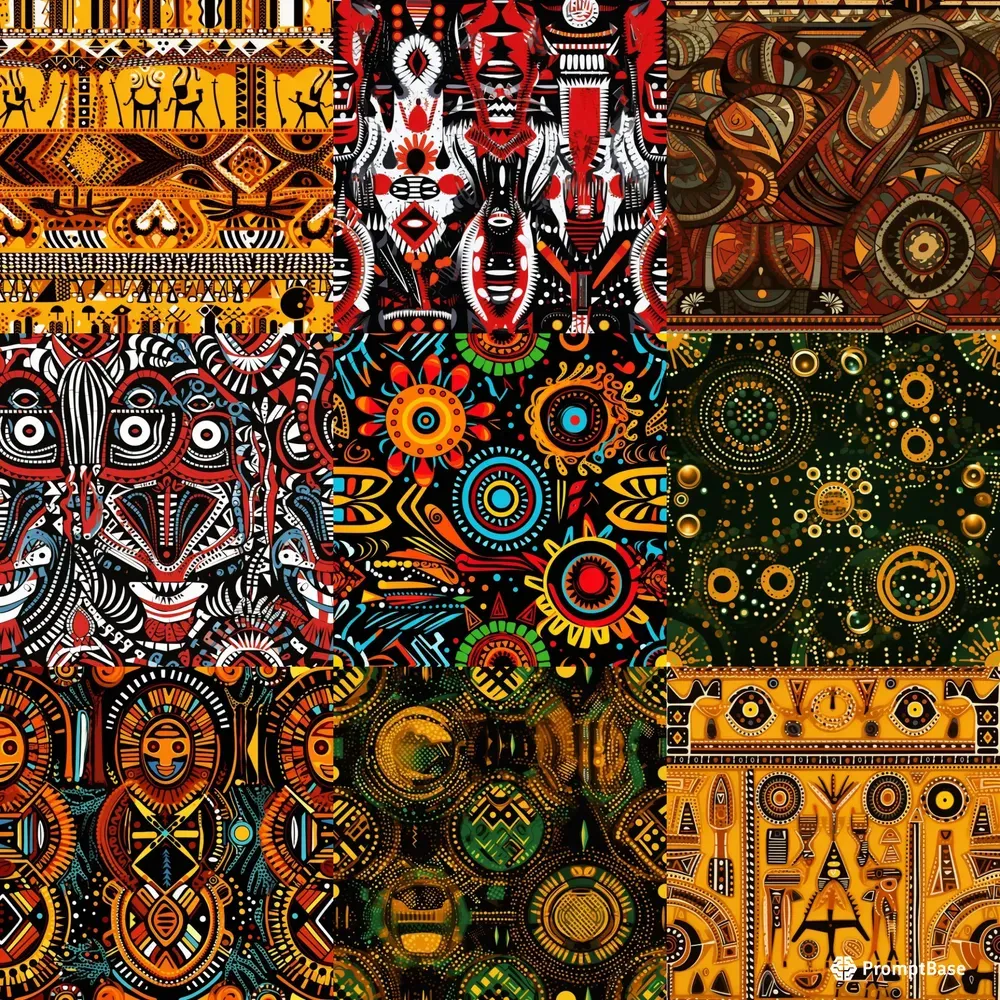 Repeating African Tribal Essence Pattern Midjourney Prompt | PromptBase