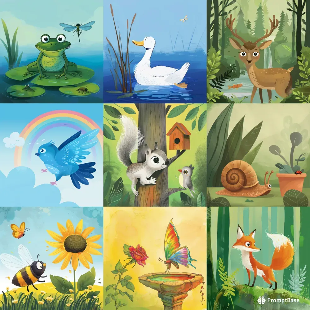 Childrens Book Cover Illustrations Midjourney Prompt | PromptBase