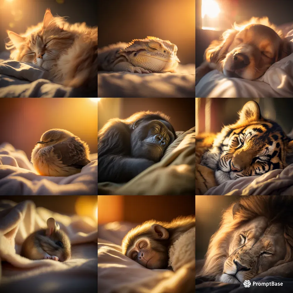 Cute Realistic Sleeping Animals Midjourney Prompt | PromptBase
