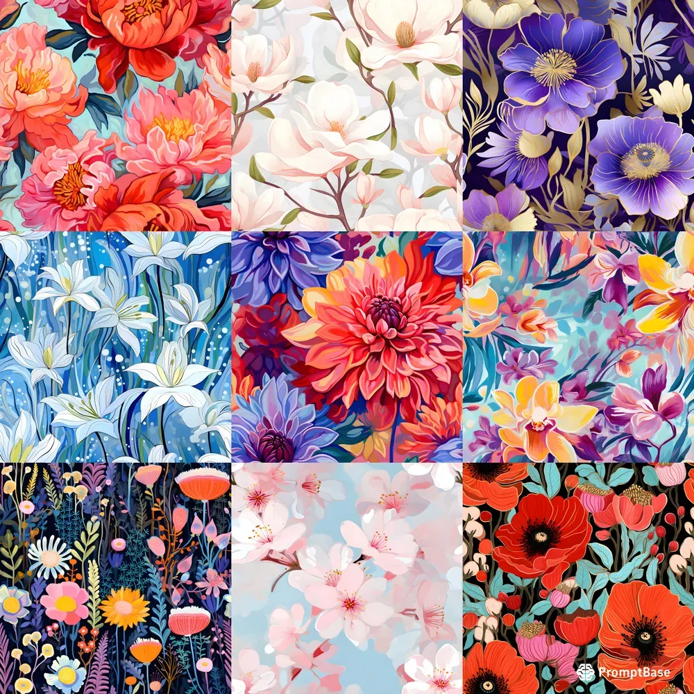 Floral Fantasia Seamless Patterns Midjourney Prompt | PromptBase