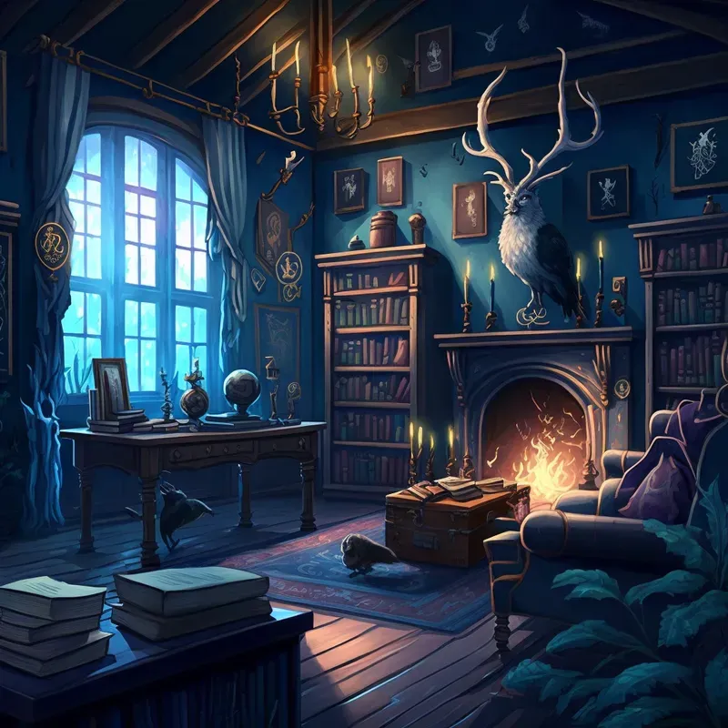 Wizard Common Rooms Midjourney Prompt | PromptBase