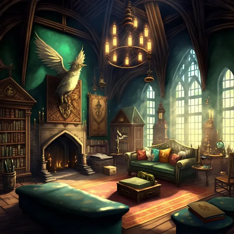 Wizard Common Rooms Midjourney Prompt | PromptBase