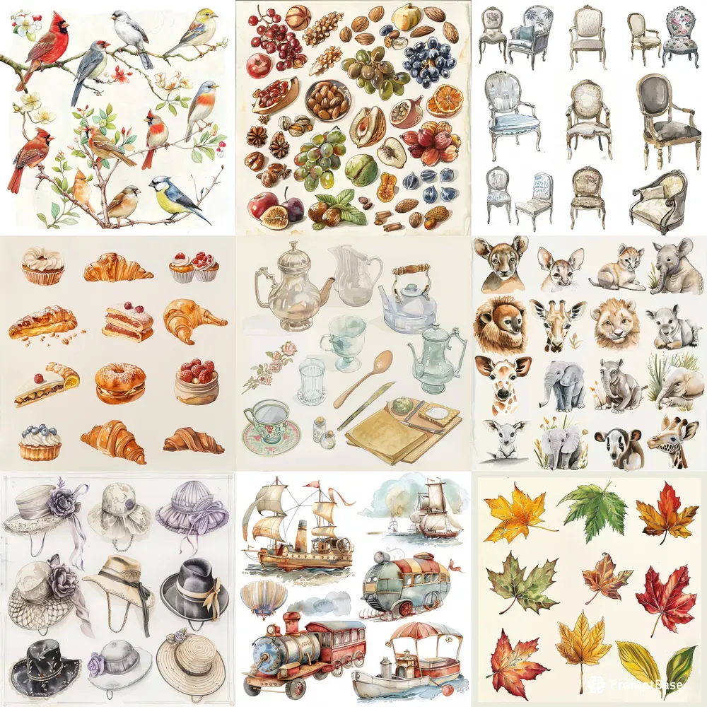 Watercolors Collections Of Everything Midjourney Prompt | PromptBase