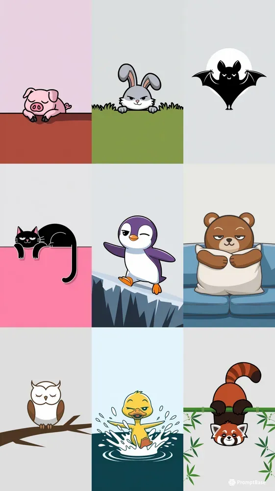 Minimalist Cartoon Character Poses Ideogram Prompt | PromptBase