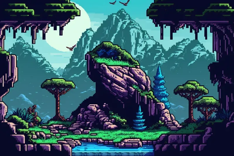 2D Game Level Location Art Midjourney Prompt | PromptBase