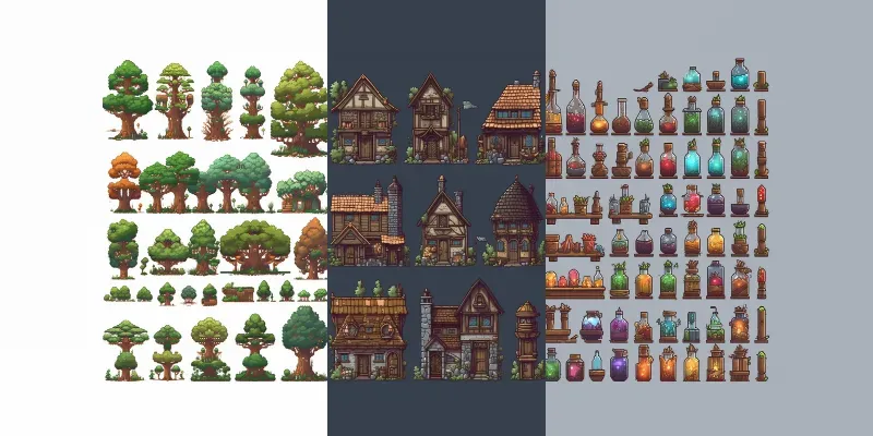 Pixel Art Game Assets Midjourney Prompt | PromptBase