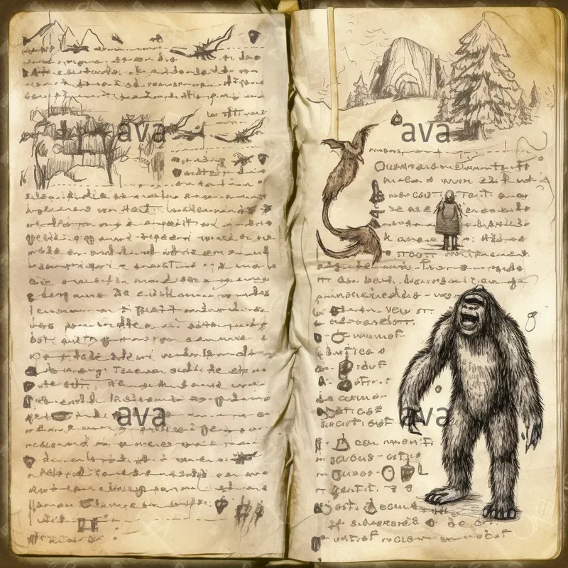 Diary Pages With Mystical Creatures Midjourney Prompt | PromptBase