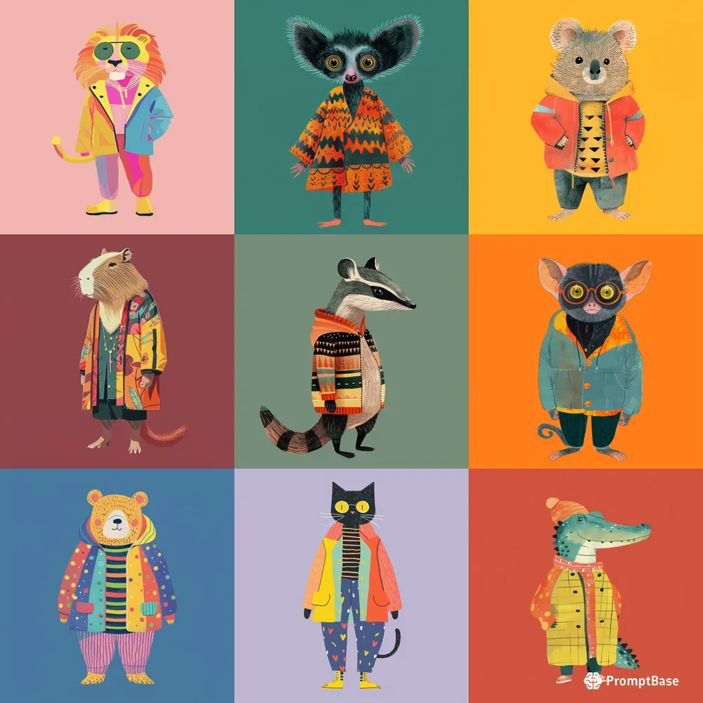 Cute Animals Wearing Fashion Midjourney Prompt | PromptBase