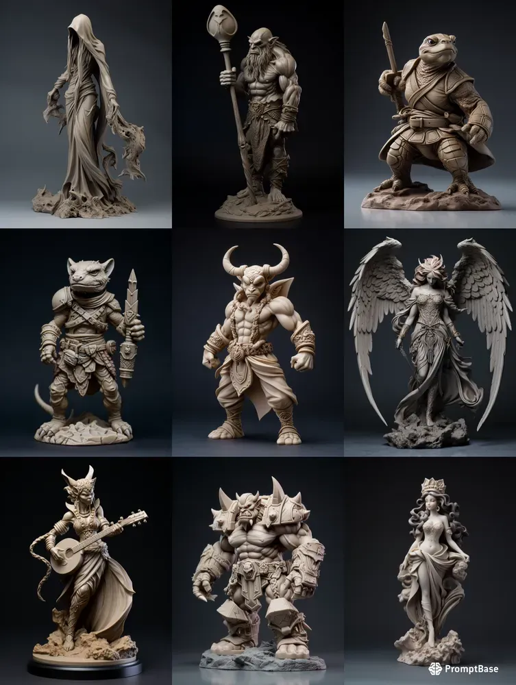 3D Printed Fantasy Sculptures Midjourney Prompt PromptBase