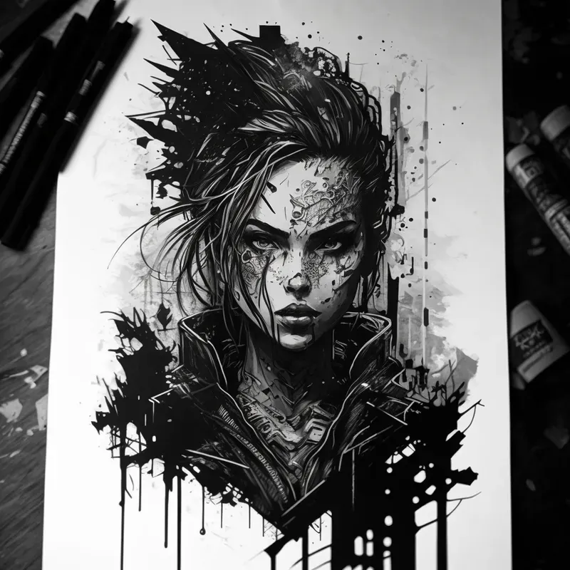 Trash Polka Tattoos Midjourney Prompt PromptBase