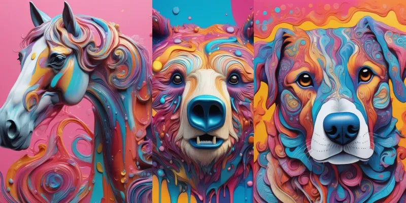 Vibrant Fluid Animal Art Stable Diffusion Prompt | PromptBase
