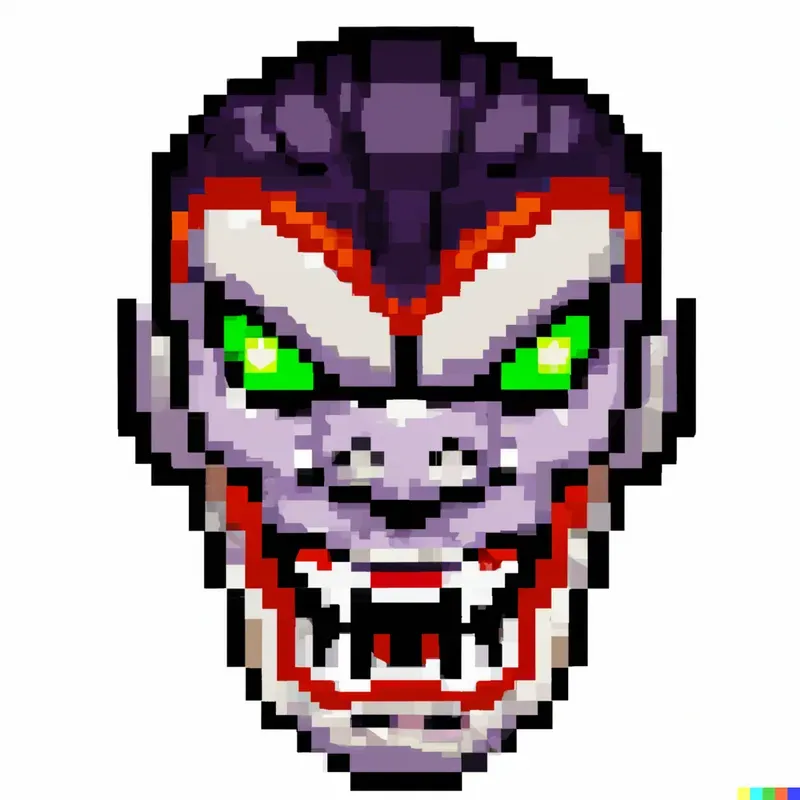 Pixelated Characters In A Vintage-style Game On