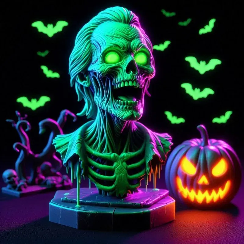 Design Neon Halloween 3D Figurines DALL·E Prompt | PromptBase