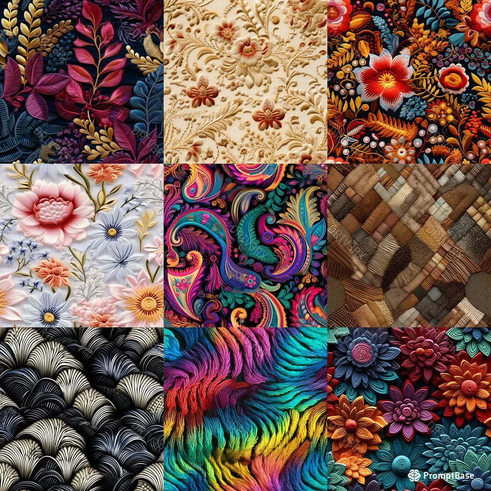 Embroidered Fabric Pattern Makers Midjourney Prompt PromptBase
