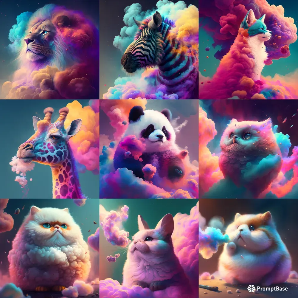 Realistic Cute Fluffy Cloud Animals Midjourney Prompt | PromptBase