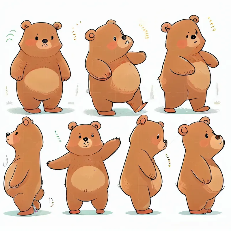 Cute Characters In Multiple Poses Midjourney Prompt | PromptBase