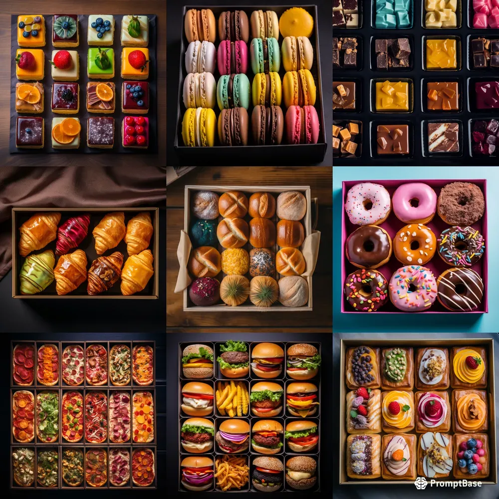 Color Food Box Colorful Food Boxes Midjourney Prompt | PromptBase