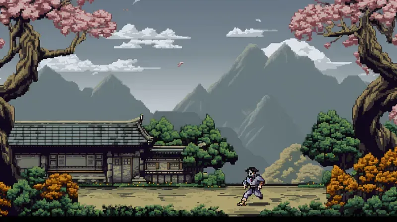 16 Bit Style Wallpaper Landscape Art Midjourney Prompt | PromptBase