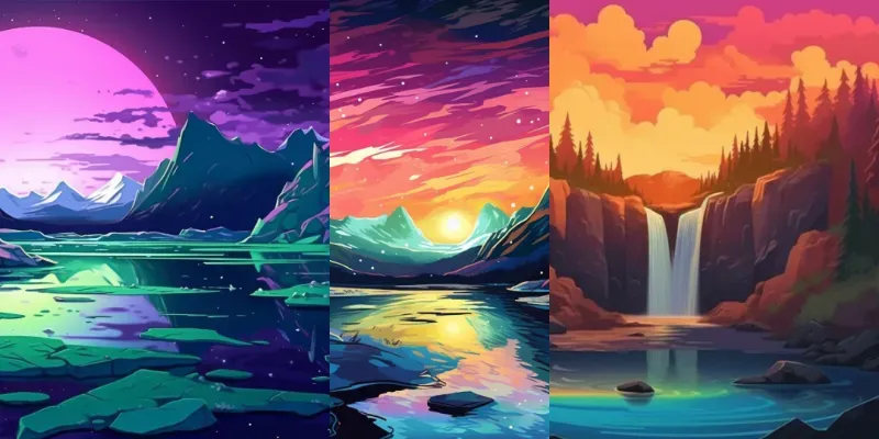 Beautiful Vector Art Landscapes Midjourney Prompt | PromptBase